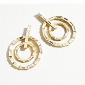 JCREW Baguette Crystal Open Circle Earrings